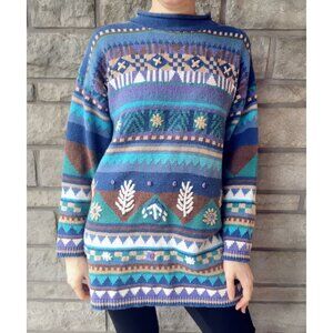 Oversized Vintage Colorful 'Folk' Sweater